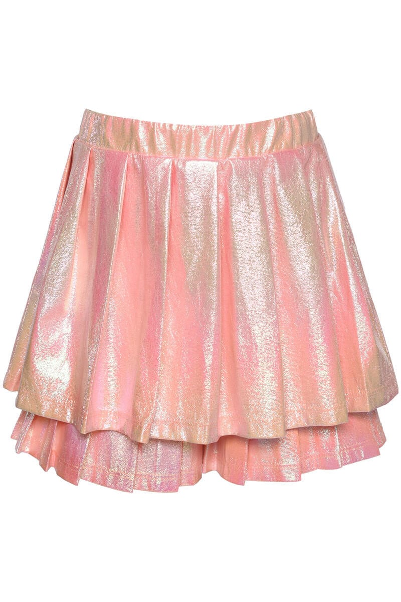 Pink Metallic Pleated Skort