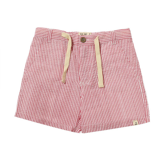 Woven Shorts - Red and White Seersucker
