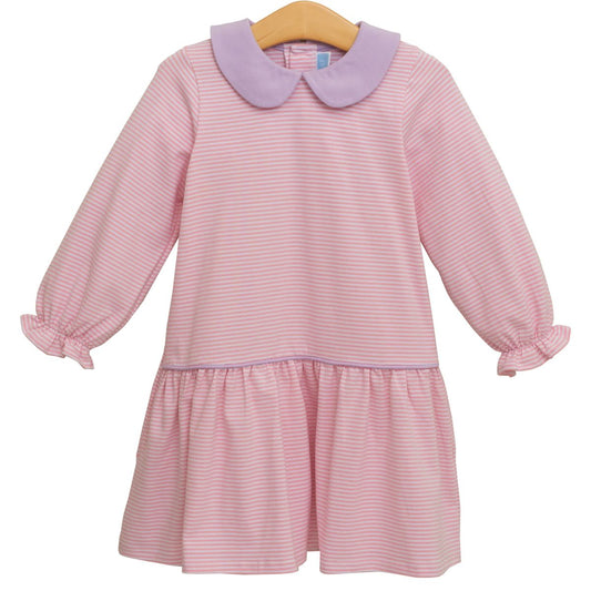 Katherine Dress - Light Pink and Lavender Stripe