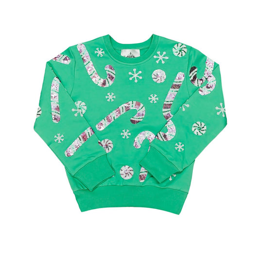 Teal Candy Cane Sweatshirt