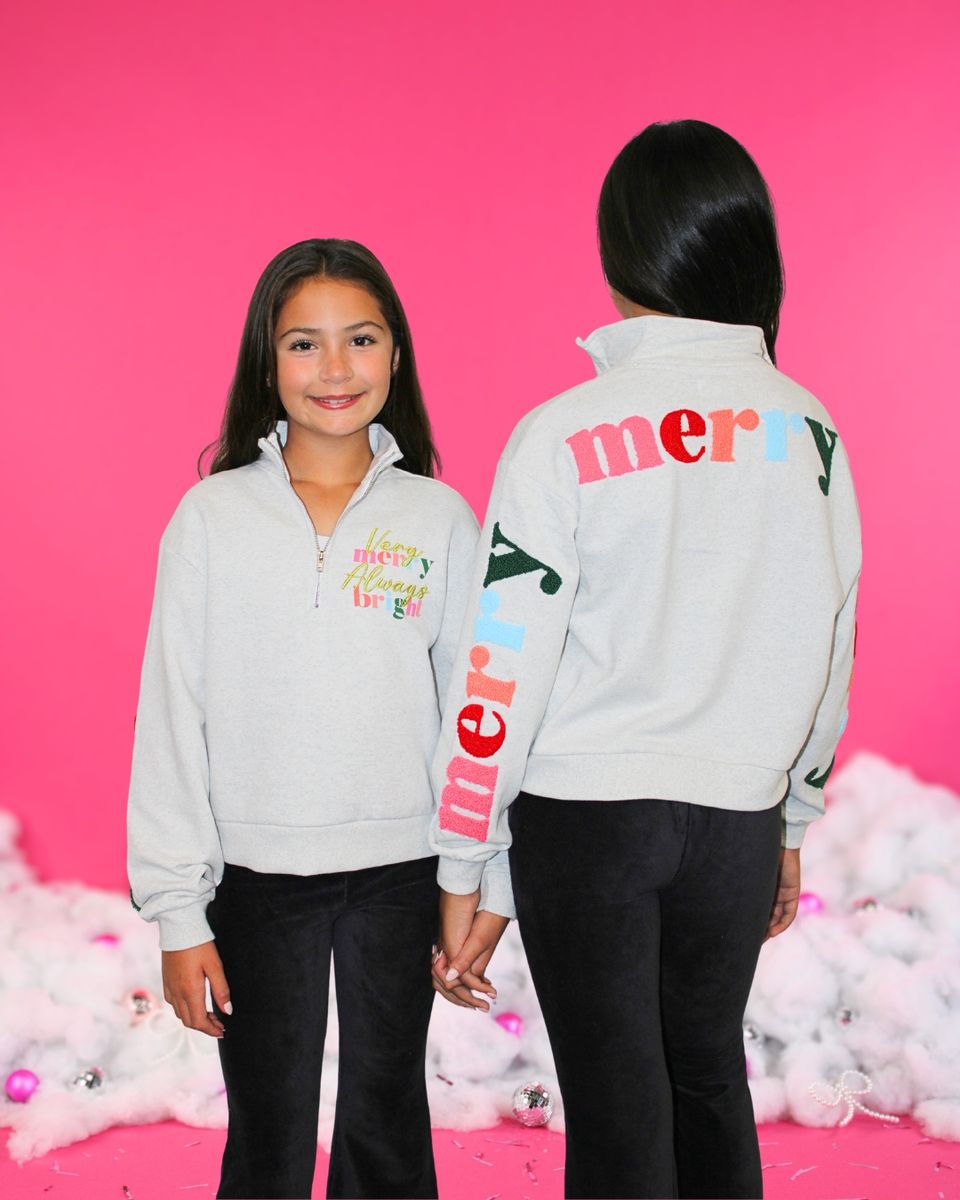 Very Merry Always Bright Sweatshirt - Bleach Heather Gray