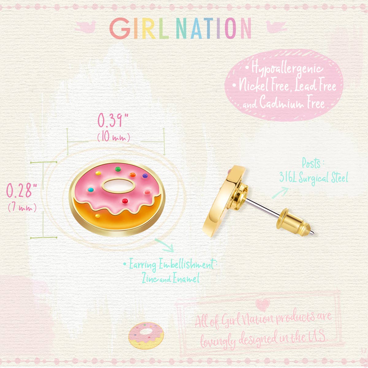 Very Berry Donut Stud Earrings
