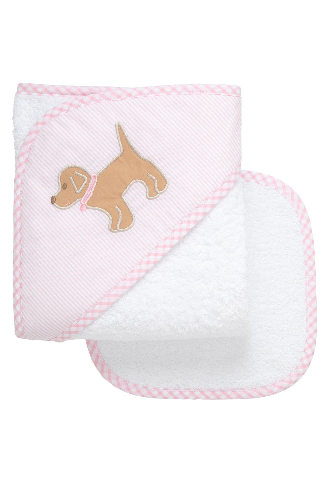 Puppy Baby Hooded Towel & Washcloth Set, Pink