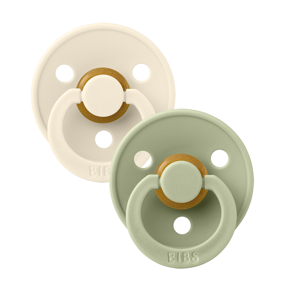 BIBS Colour 2 Pack Pacifiers - Ivory/Sage
