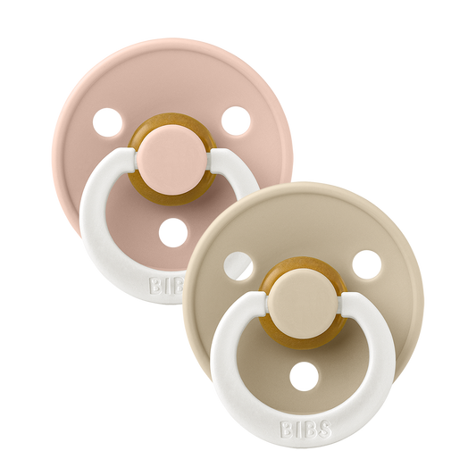BIBS Colour GLOW 2 Pack Pacifiers  - Blush/Vanilla