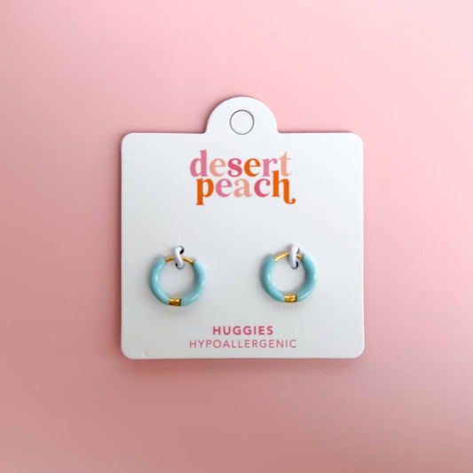 Light Blue Huggie Hoops