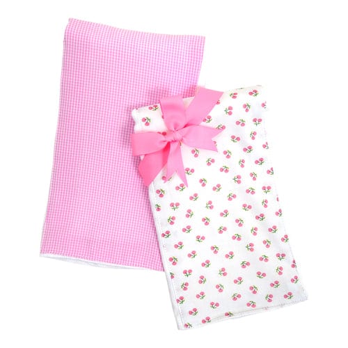 Set of 2 Burp Cloths, Cherries & Gingham