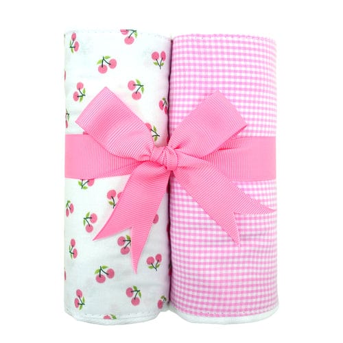 Set of 2 Burp Cloths, Cherries & Gingham