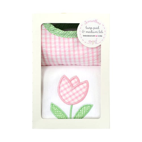 Pink Tulip Bib & Burp Cloth Box Set