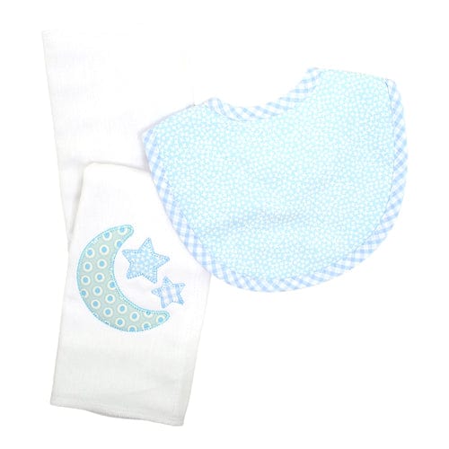 Lullaby Blue Boxed Bib & Burp Set