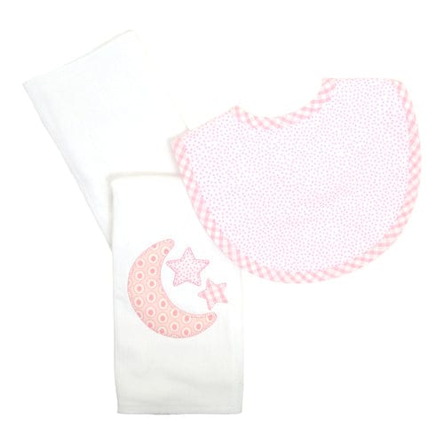 Lullaby Pink Boxed Bib & Burp Set