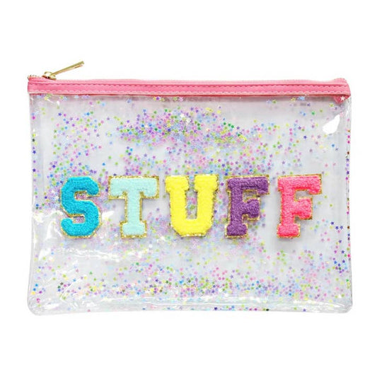 Varsity Cosmetic Confetti Glitter "Stuff" Clear Bag