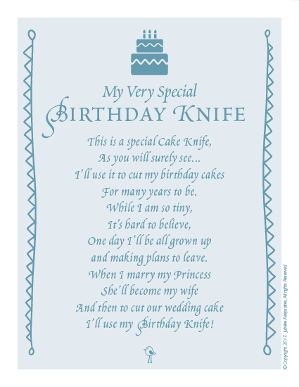 Blue Seersucker Birthday Knife
