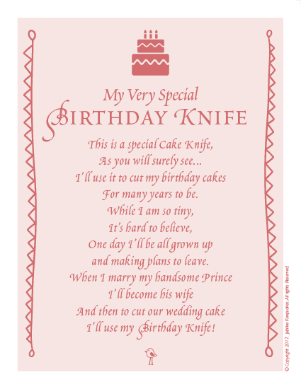 Pink Seersucker Birthday Knife
