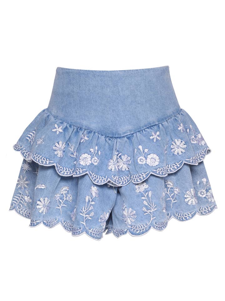 Scallop Edge Embroidered Skort