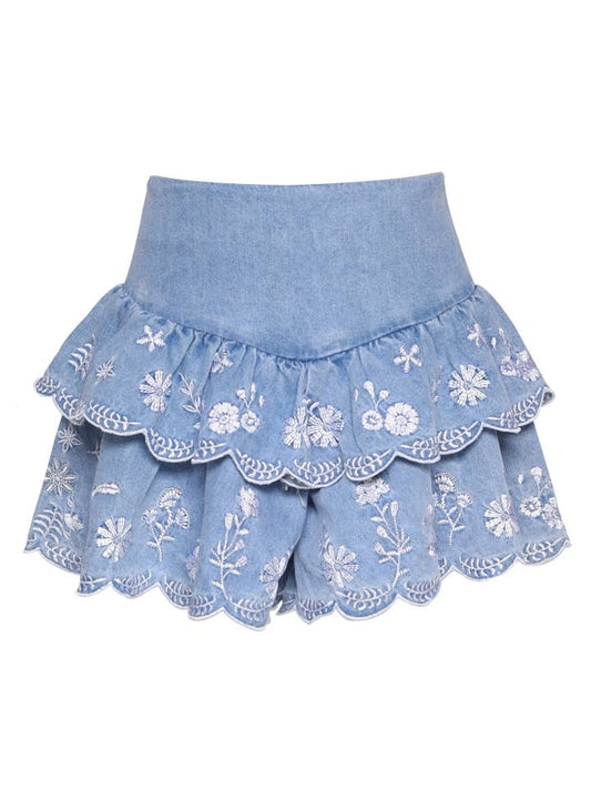 Scallop Edge Embroidered Skort