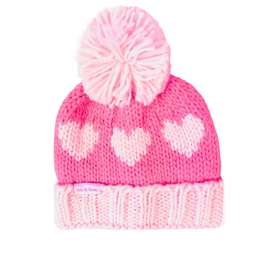 Hearts Bobble Hat, Toddler & Kid Size
