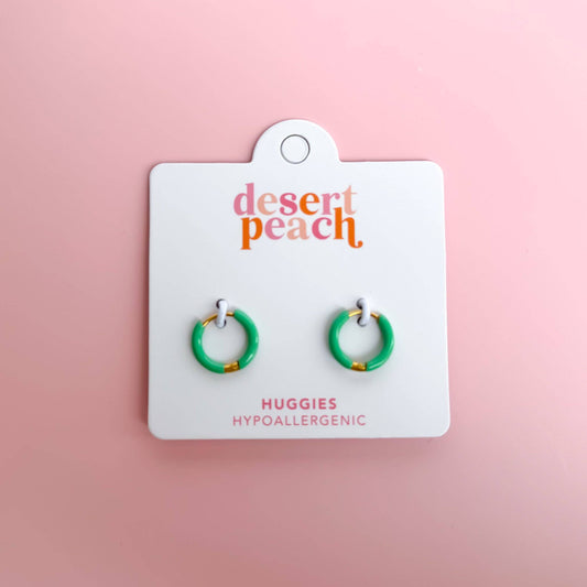 Green Huggie Hoops