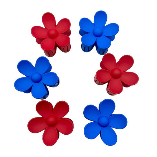 Daisy Flower Hair Claws - Red or Blue