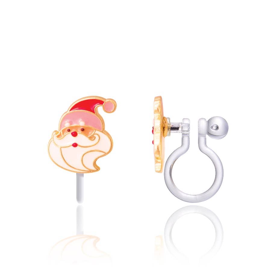 Holly Jolly Santa Clip On Earrings,