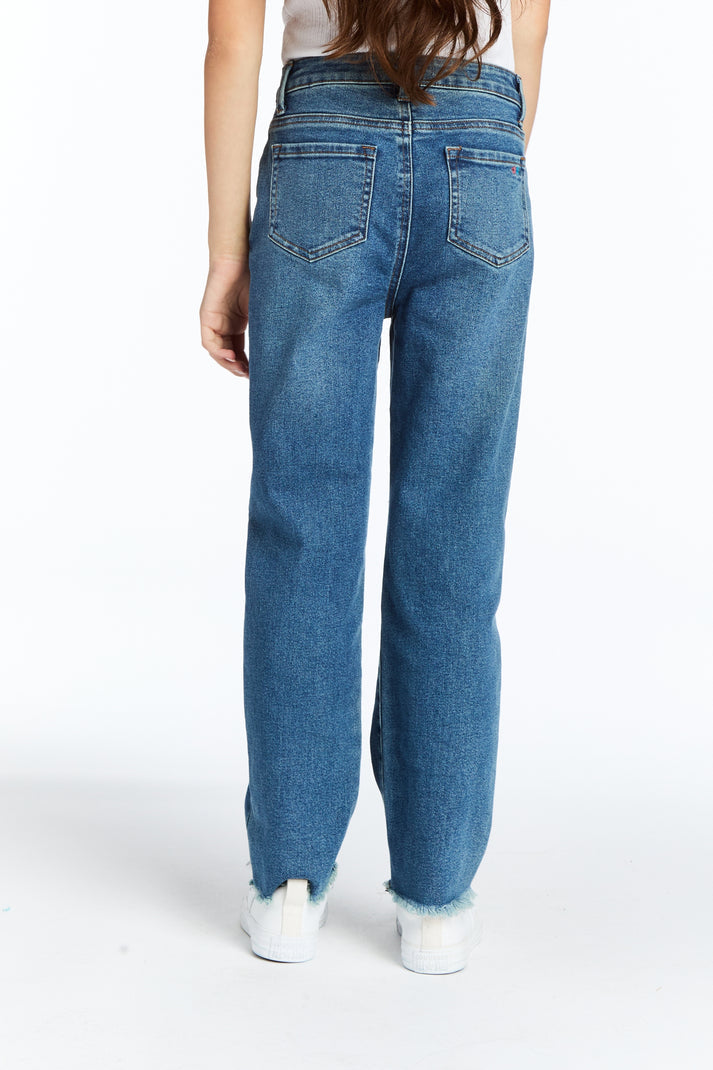 High Rise Straight Leg with Fray Hem, Indigo