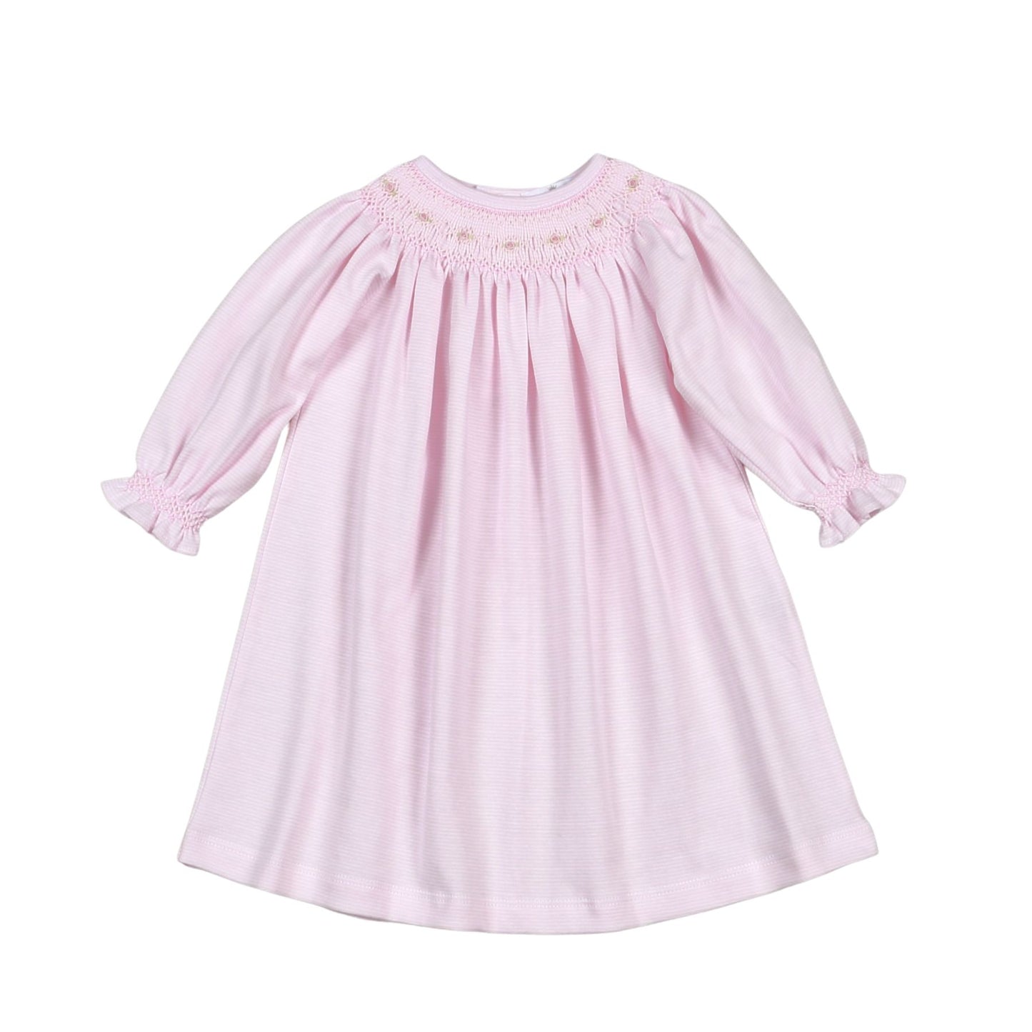 Sally Pink Striped Smocked Bishop Dress