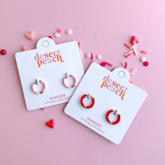 Pink Huggie Hoops