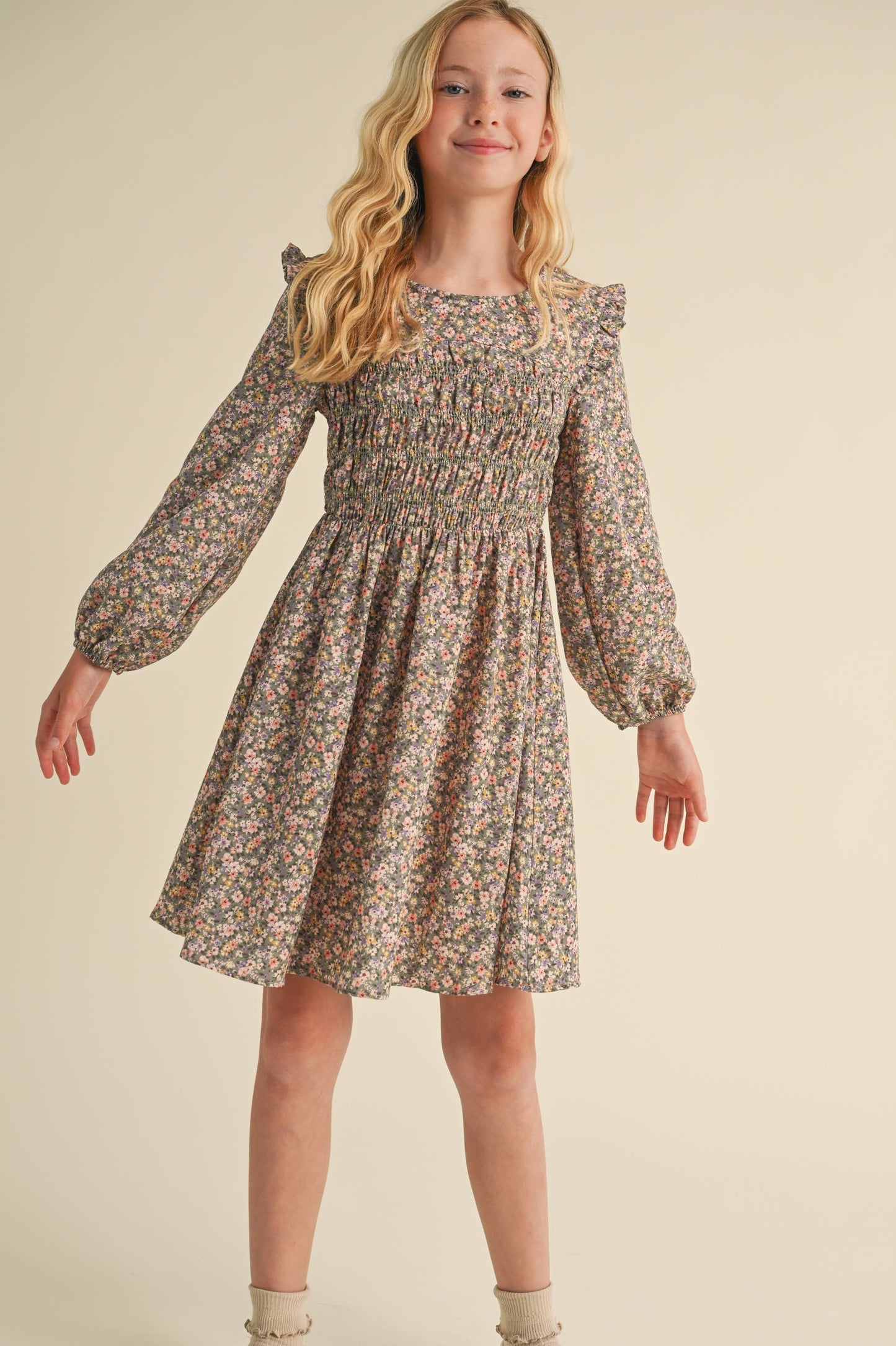 Fall Floral Smocked Dress