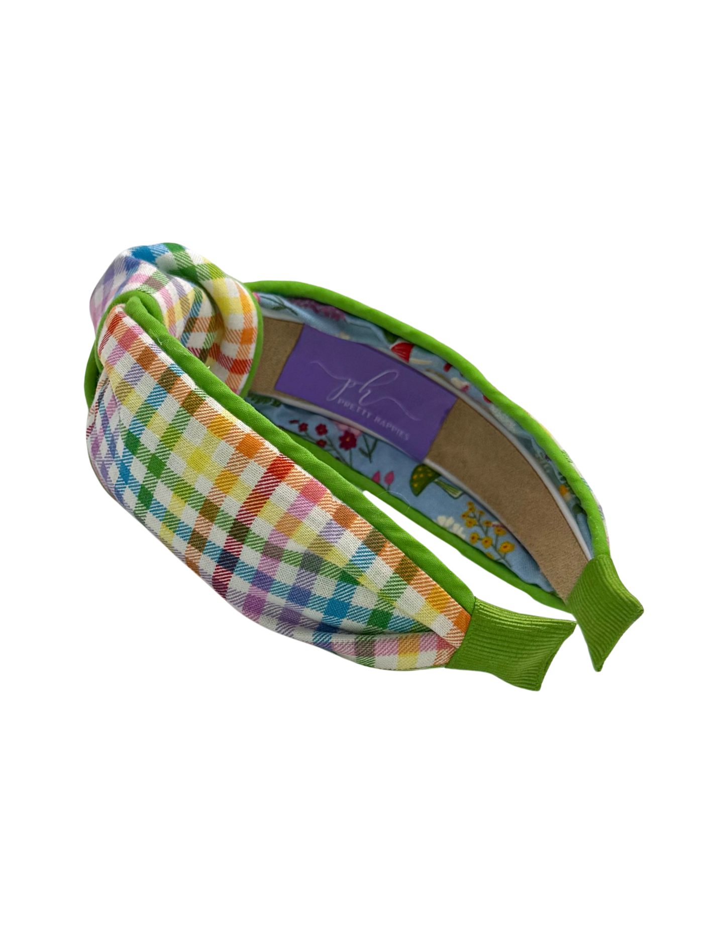 Rainbow Gingham with Green Piping