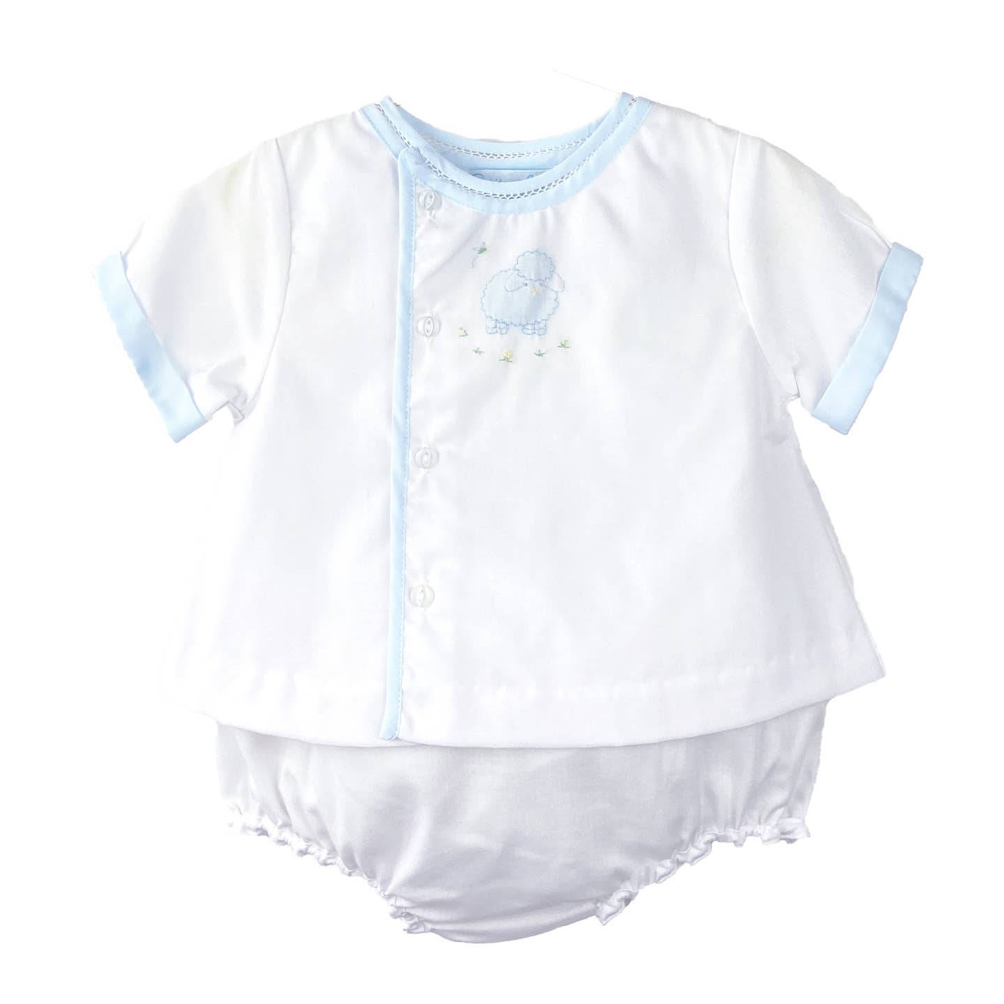 Shadow Stitch Lamb Diaper Set