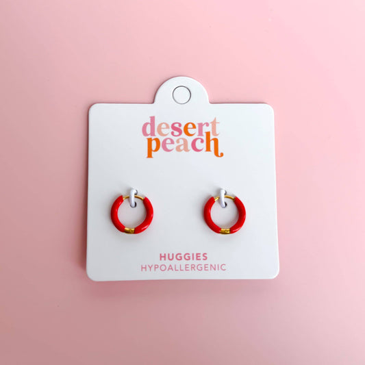 Red Huggie Hoops