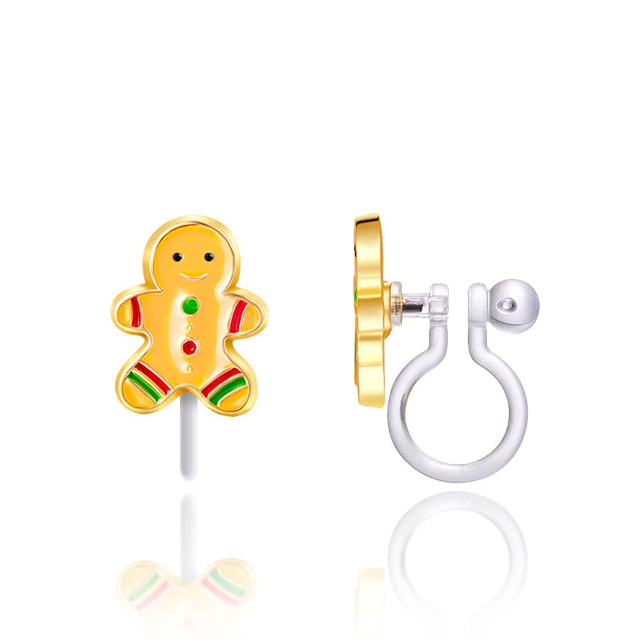 Gingerbread Man Clip On Earrings