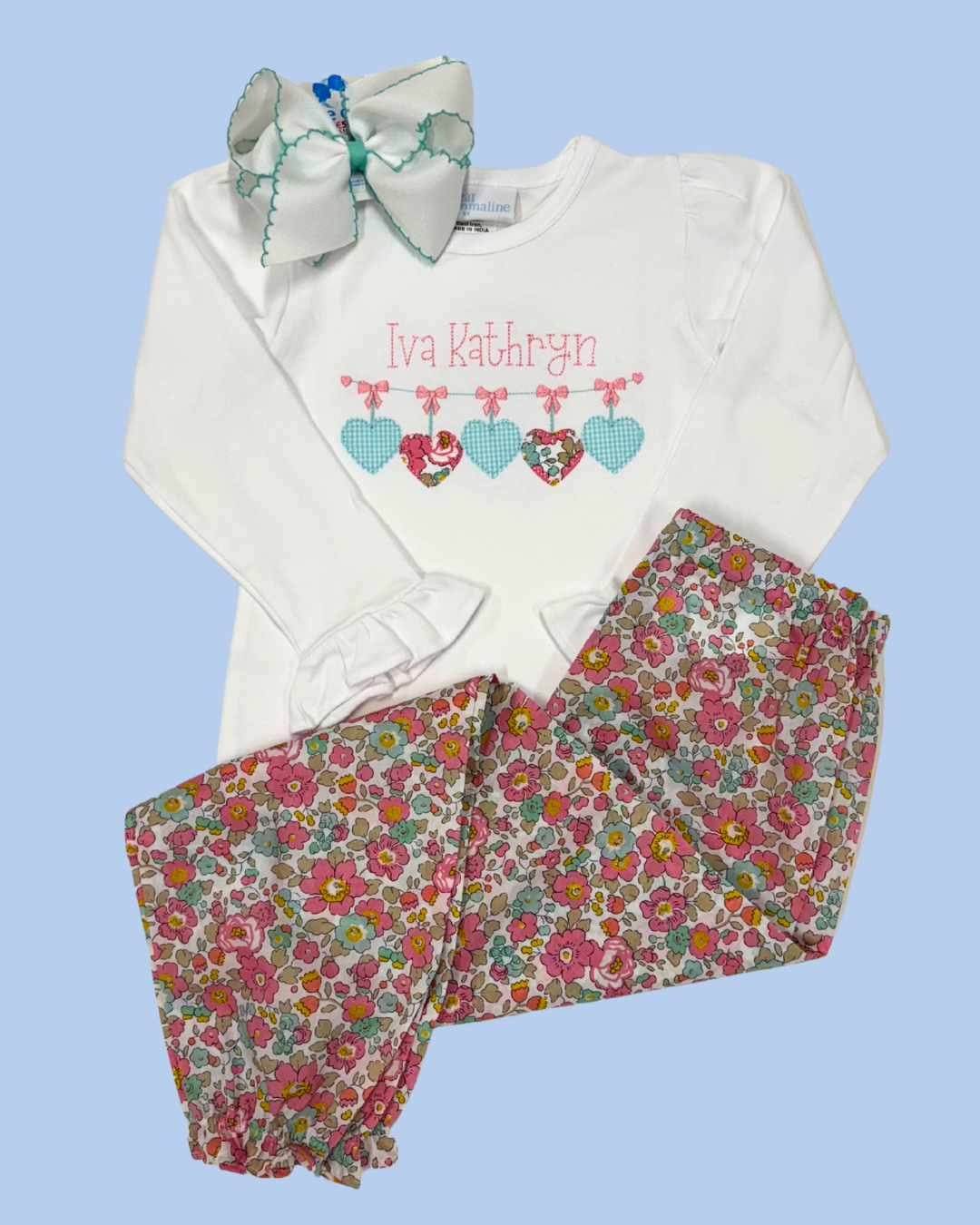 Hearts & Bows Garland Name Shirt