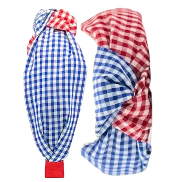 Two Tone Red/Blue Gingham Headband