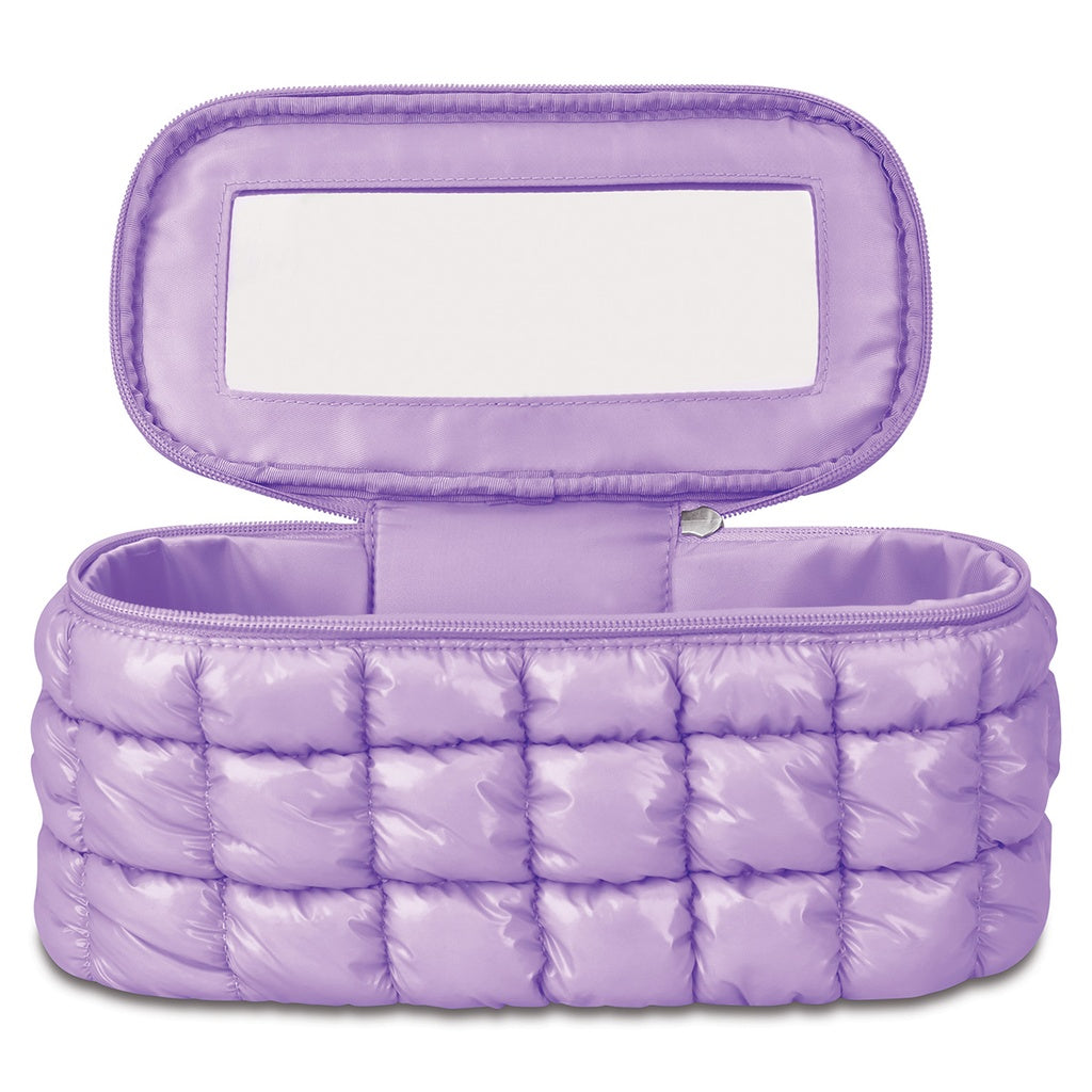 Shiny Puffer Cosmetic Case, Lavender