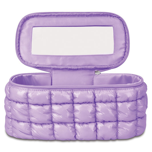Shiny Puffer Cosmetic Case, Lavender