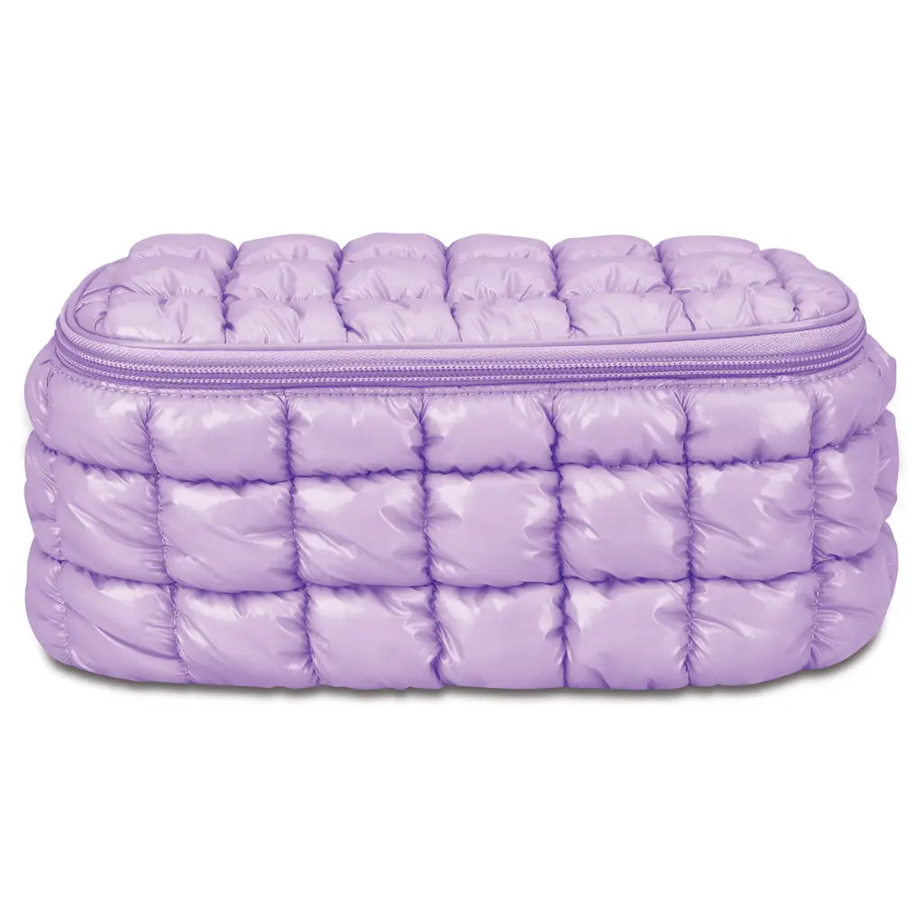 Shiny Puffer Cosmetic Case, Lavender