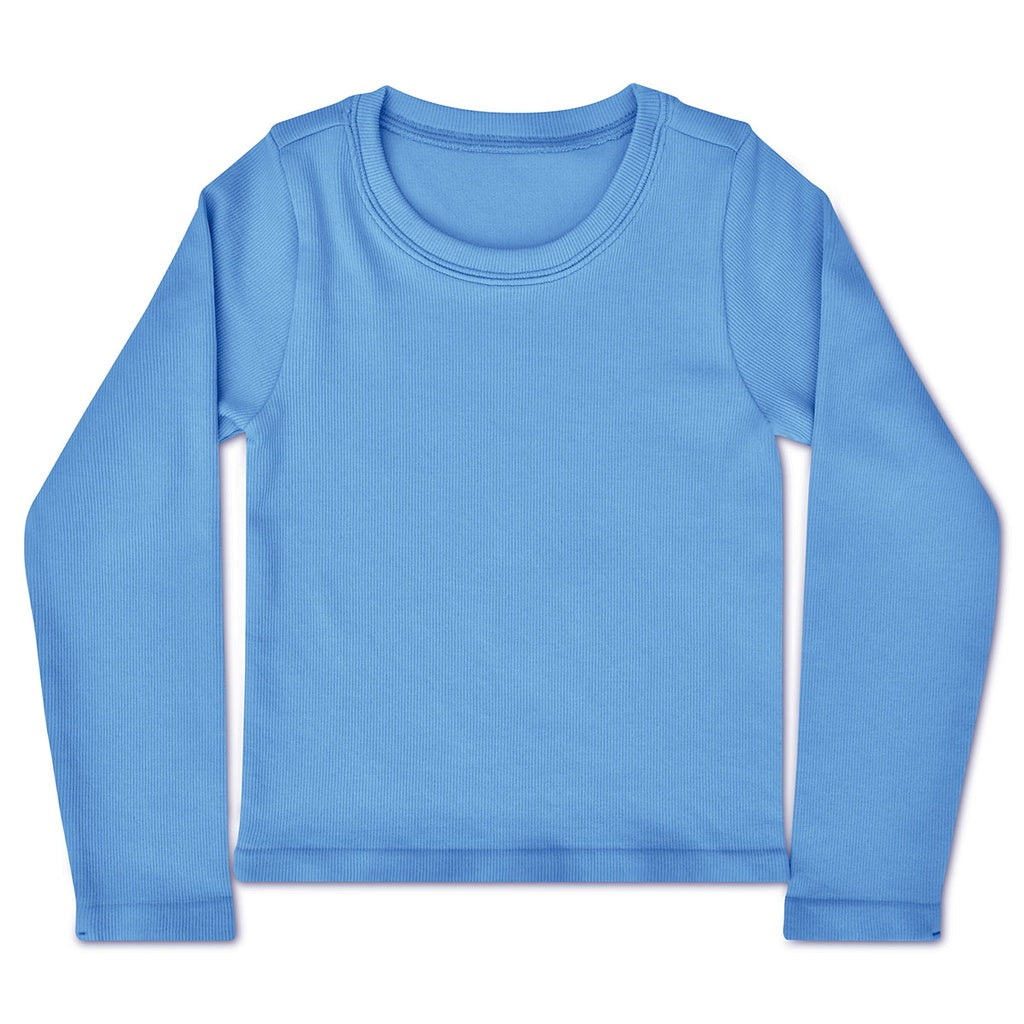 Bright Blue Ribbed Long Sleeve Tee