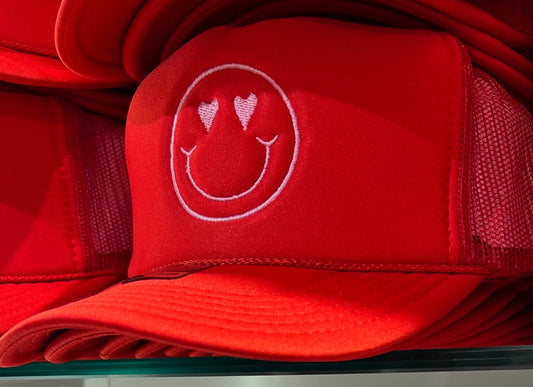 Red Heart Smiley Trucker Hat