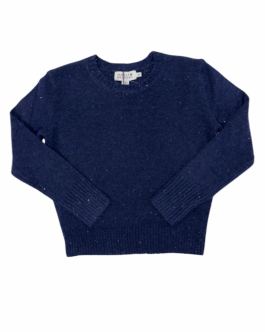 Shimmer Crew Neck Sweater, Navy Blue