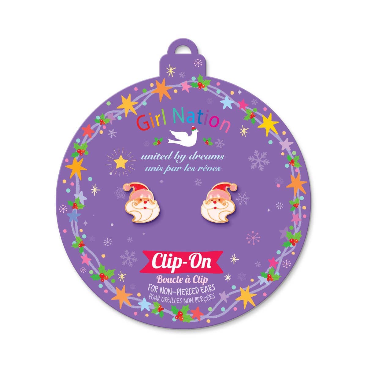 Holly Jolly Santa Clip On Earrings,
