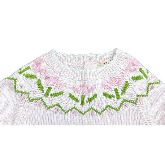 Tulip Intarsia Hand Knit Sweater