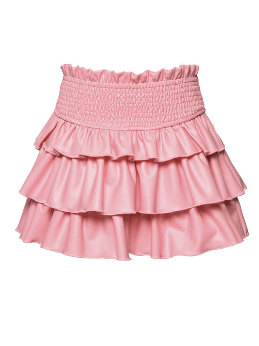 Vegan Leather Tiered Skirt