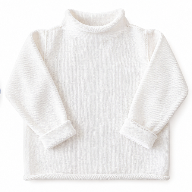Rollneck Sweater, White