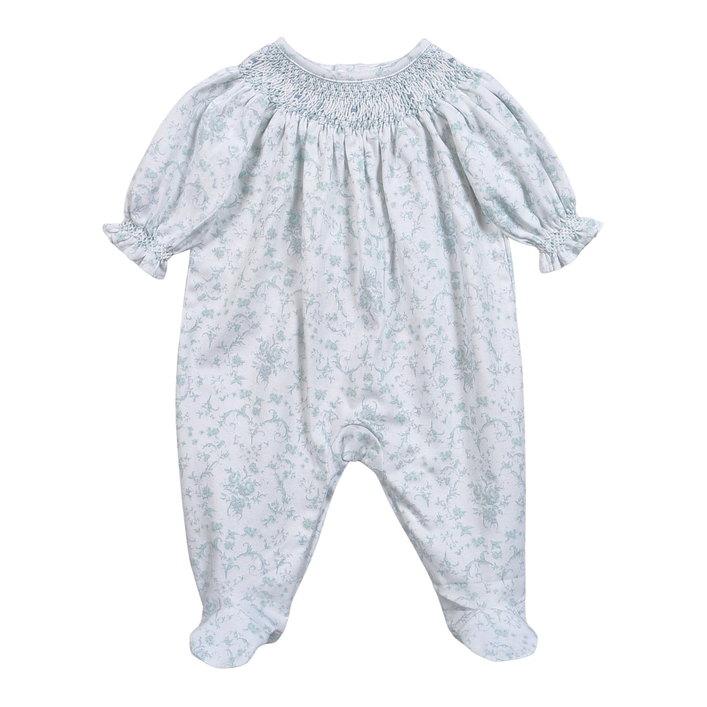 Hand Smocked Footie, Blair Blue