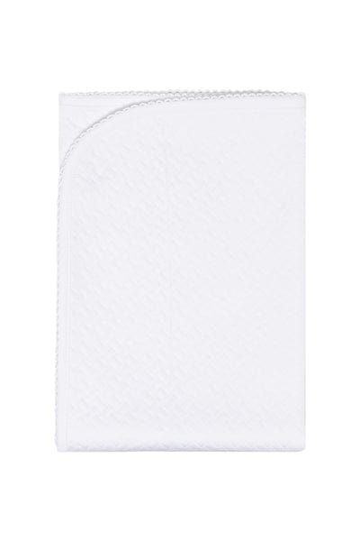 Basket Weave Baby Blanket, White Picot