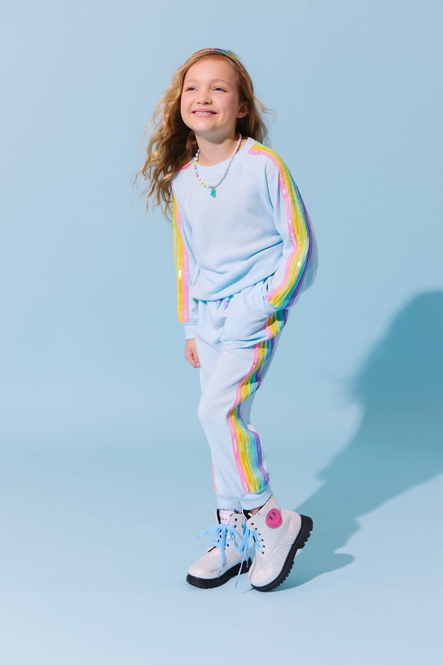 Blue Rainbow Sequin Set