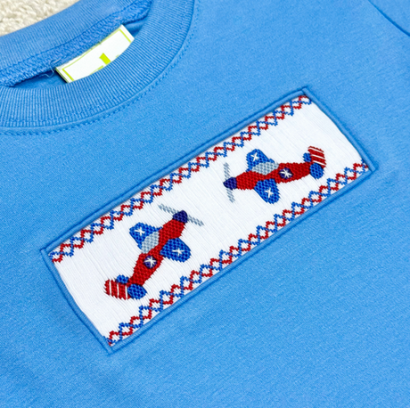 Airplane Harry’s Play Tee, Periwinkle Knit