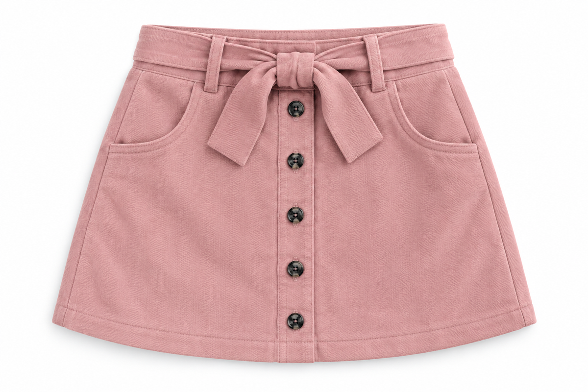 Suede Button-Down Bow Skirt, Pretty in Pink