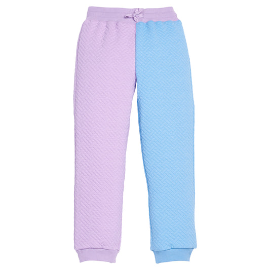 Color Block Jogger, Lavender & Blue Quilted Trellis